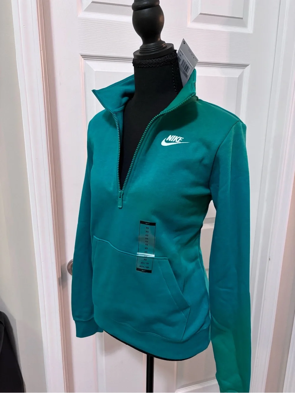 Nike Women's Green Quarter-Zip Pullover Sweatshirt